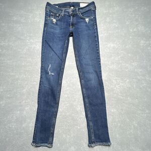 Rag & Bone Jeans Womens Size 27 Blue Distressed Skinny Denim Pockets